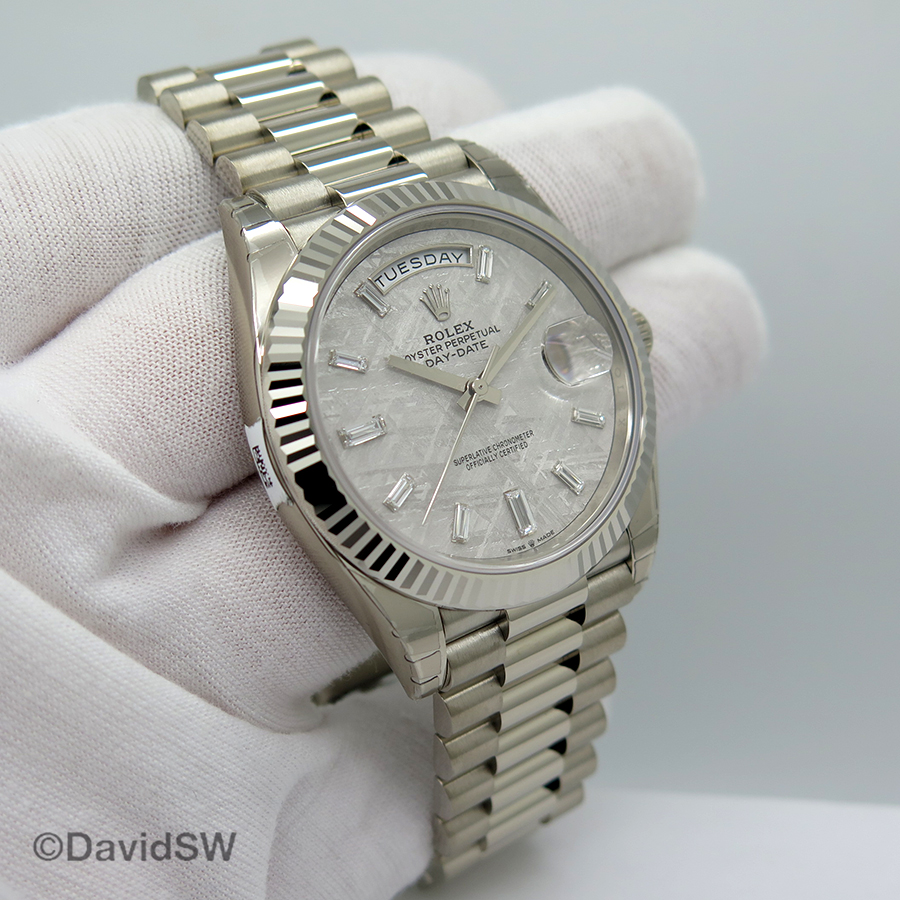rolex day date meteorite dial white gold