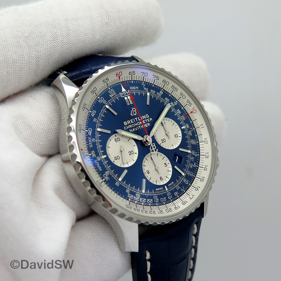 breitling blue face navitimer