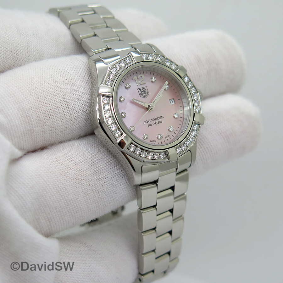 tag heuer pink mother of pearl watch