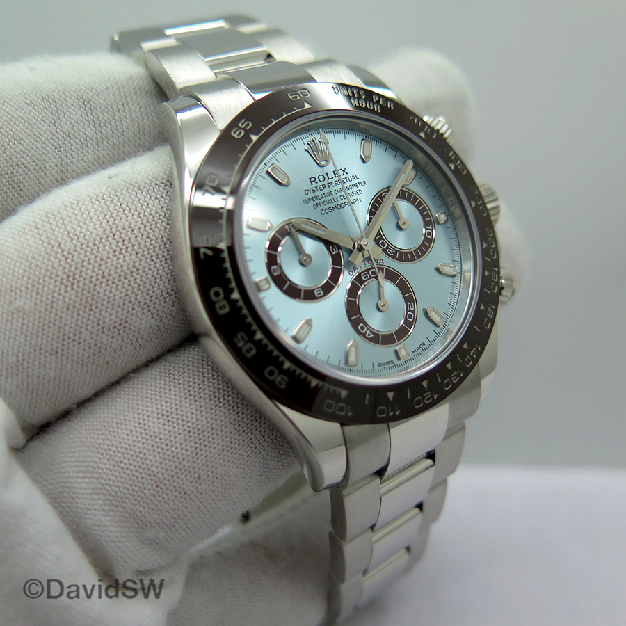 rolex cosmograph daytona ice blue dial platinum mens watch