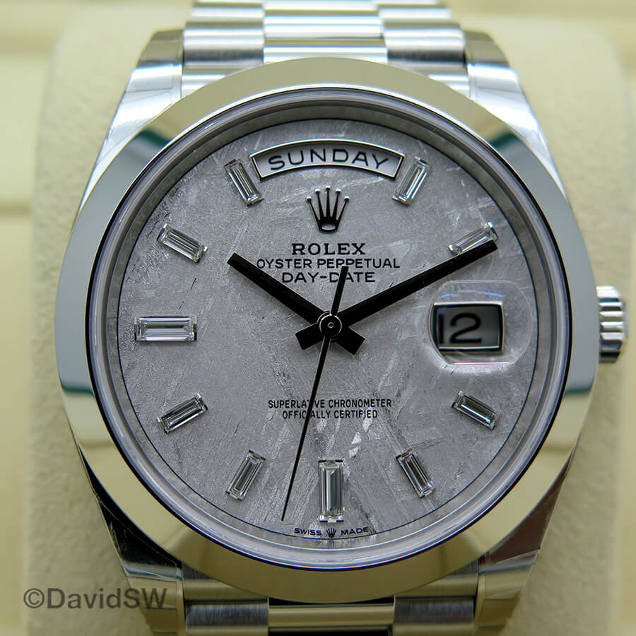 rolex day date platinum meteorite