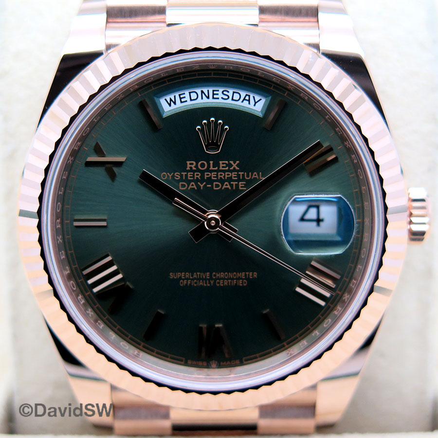 Rolex 228235 Day Date 40 18K Rose Gold with Olive Green ...