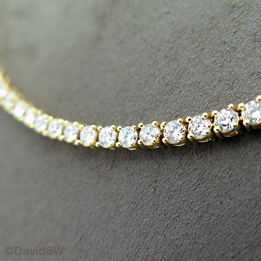DavidSW 14K Yellow Gold Diamond Tennis Necklace | DavidSW